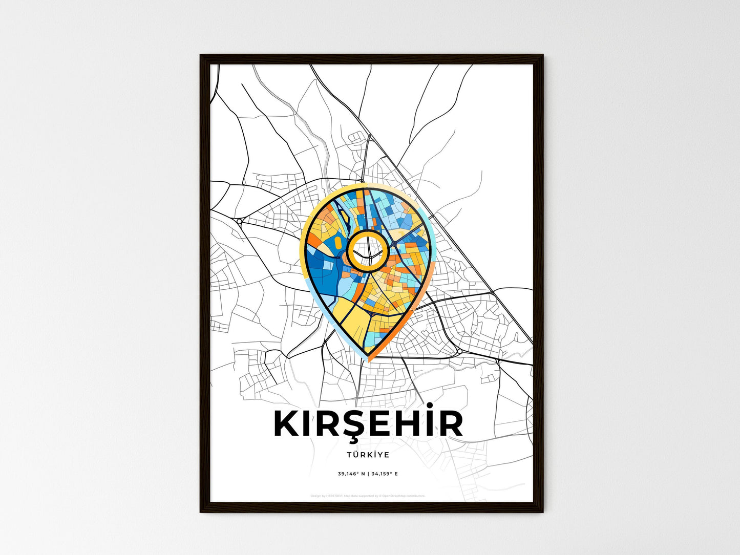 Kirşehir Turkey wedding art map with pointer icon