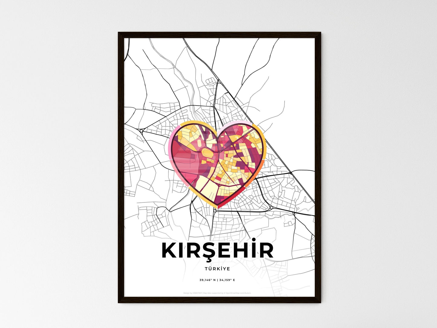 Kirşehir Turkey wedding art map with heart icon