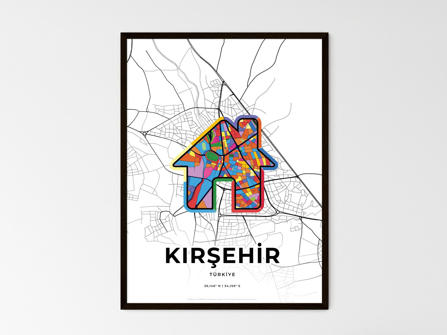 Kirşehir Turkey wedding art map with home icon