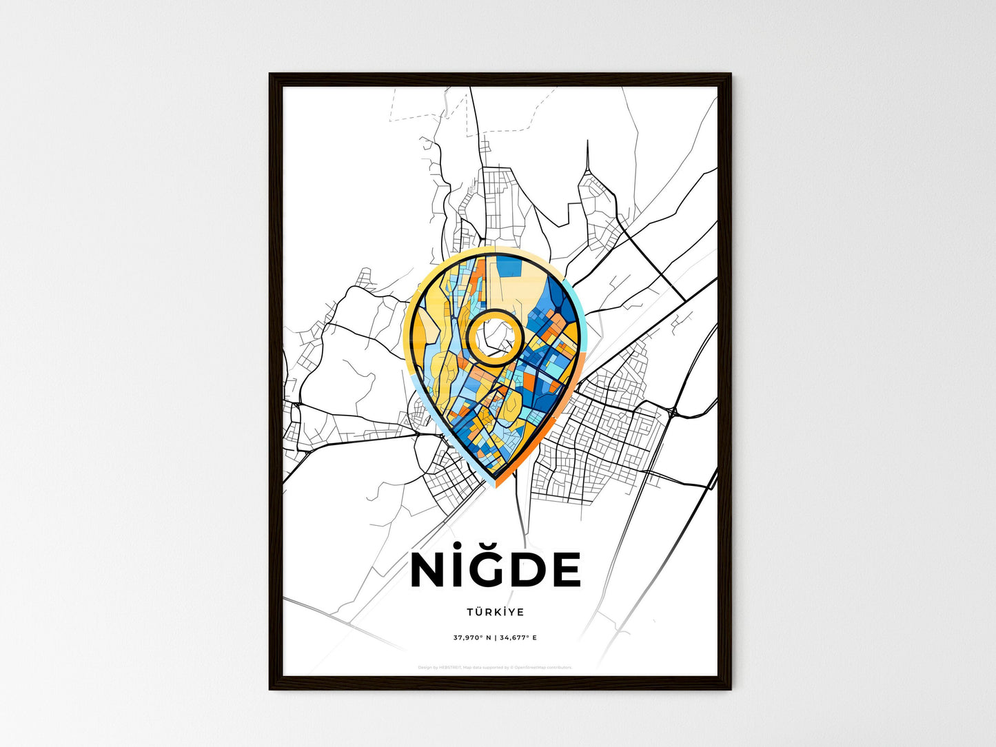 Niğde Turkey wedding art map with pointer icon