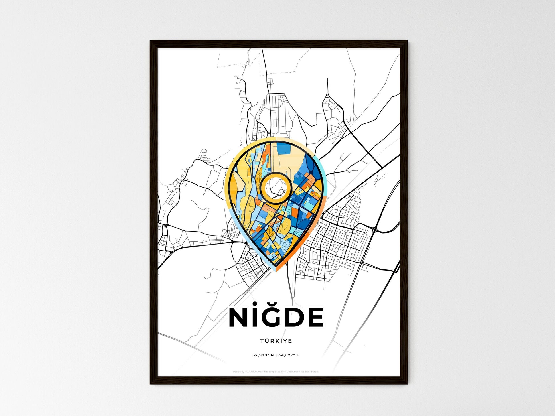 Niğde Turkey wedding art map with pointer icon