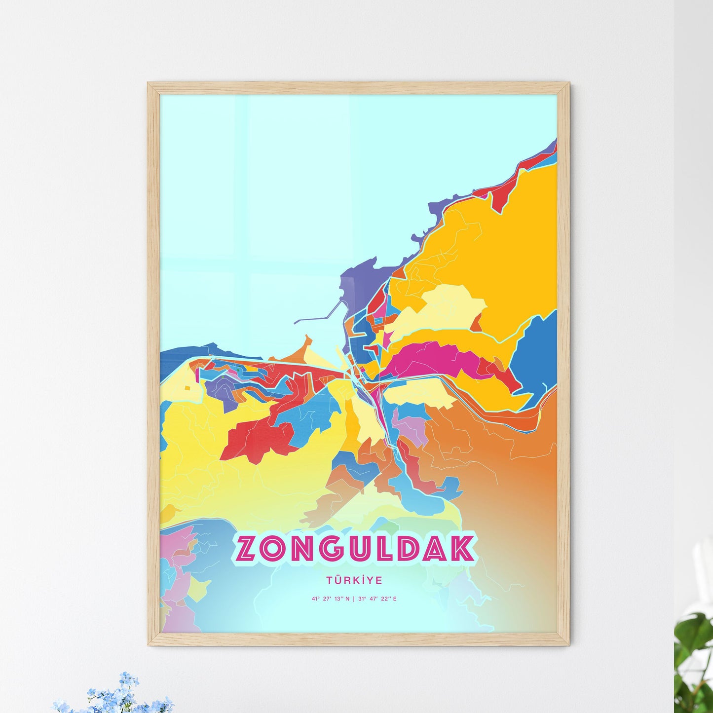 Colorful ZONGULDAK TURKEY Fine Art Map Crazy Colors