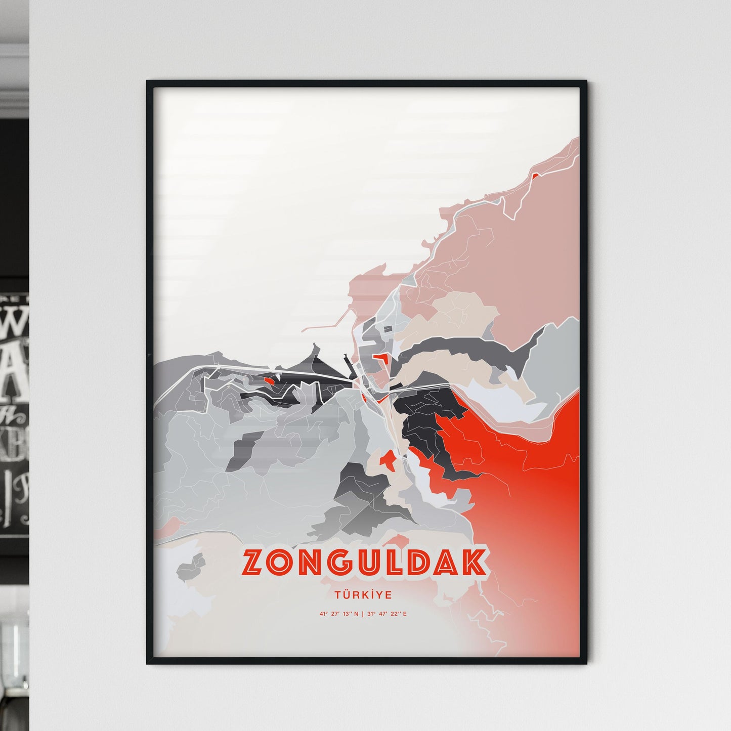 Colorful ZONGULDAK TURKEY Fine Art Map Modern