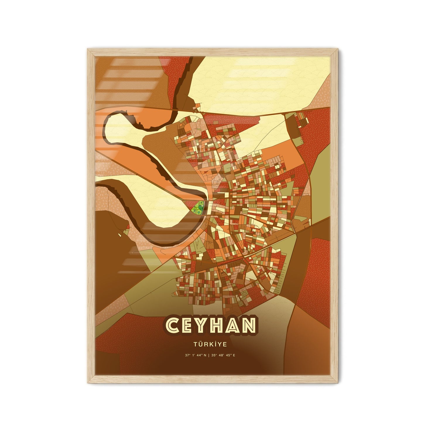 Colorful CEYHAN TURKEY Fine Art Map Farmhouse