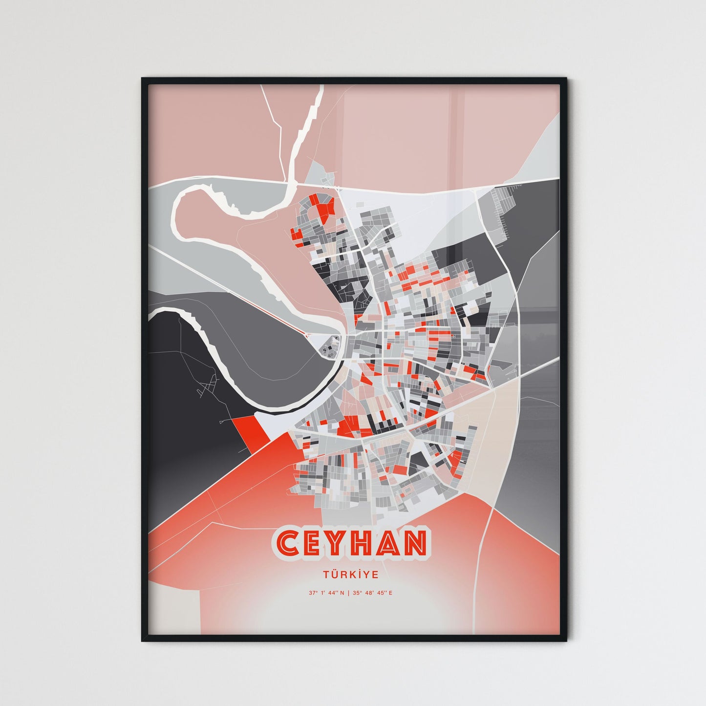 Colorful CEYHAN TURKEY Fine Art Map Modern