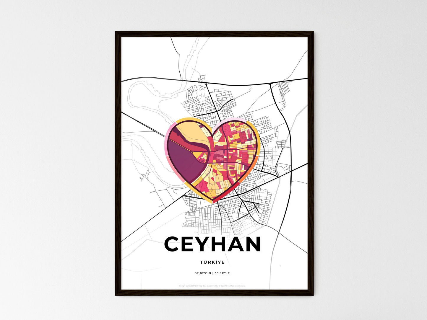 Ceyhan Turkey wedding art map with heart icon