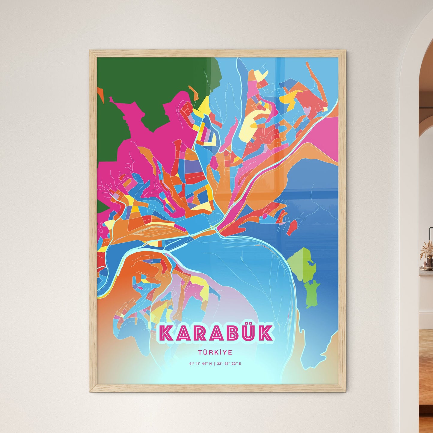 Colorful KARABÜK TURKEY Fine Art Map Crazy Colors