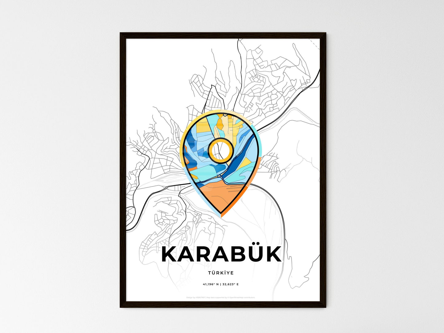 Karabük Turkey wedding art map with pointer icon