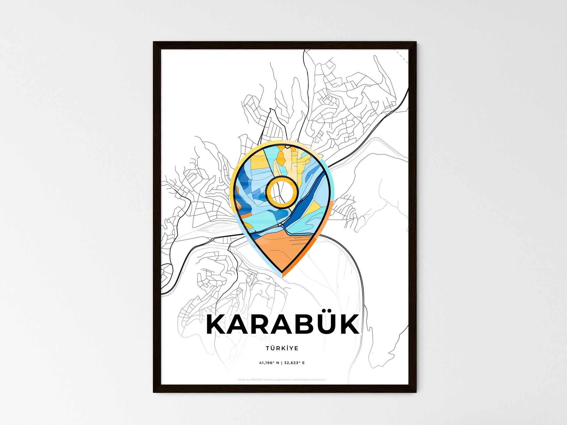 Karabük Turkey wedding art map with pointer icon
