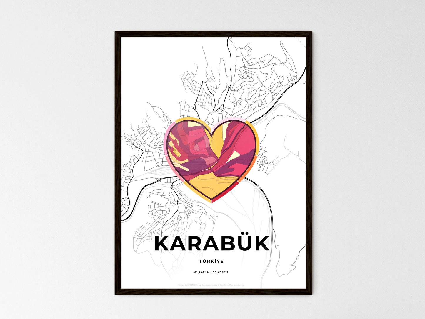 Karabük Turkey wedding art map with heart icon