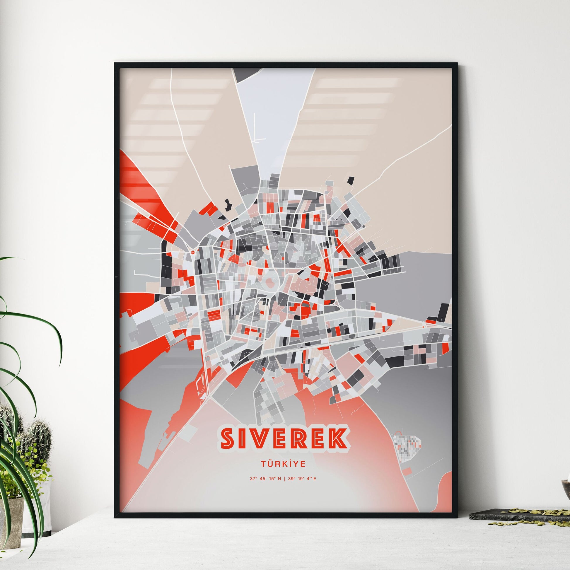 Colorful SIVEREK TURKEY Fine Art Map Modern