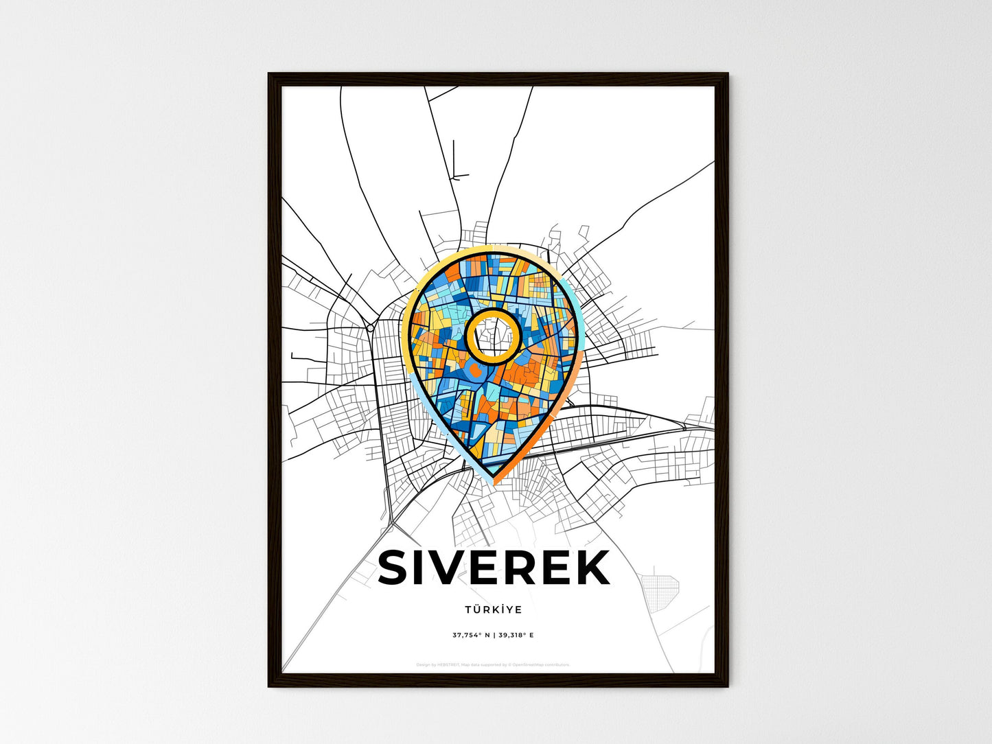 Siverek Turkey wedding art map with pointer icon