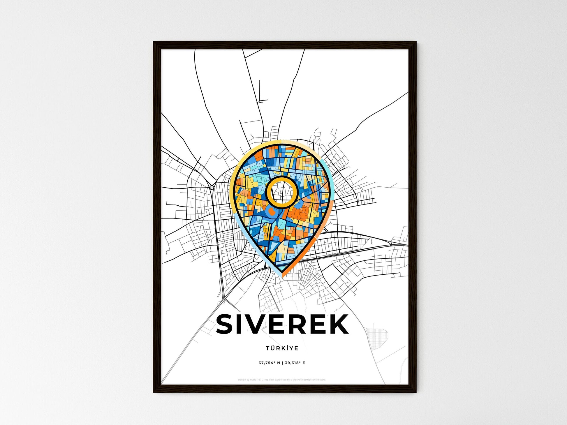 Siverek Turkey wedding art map with pointer icon