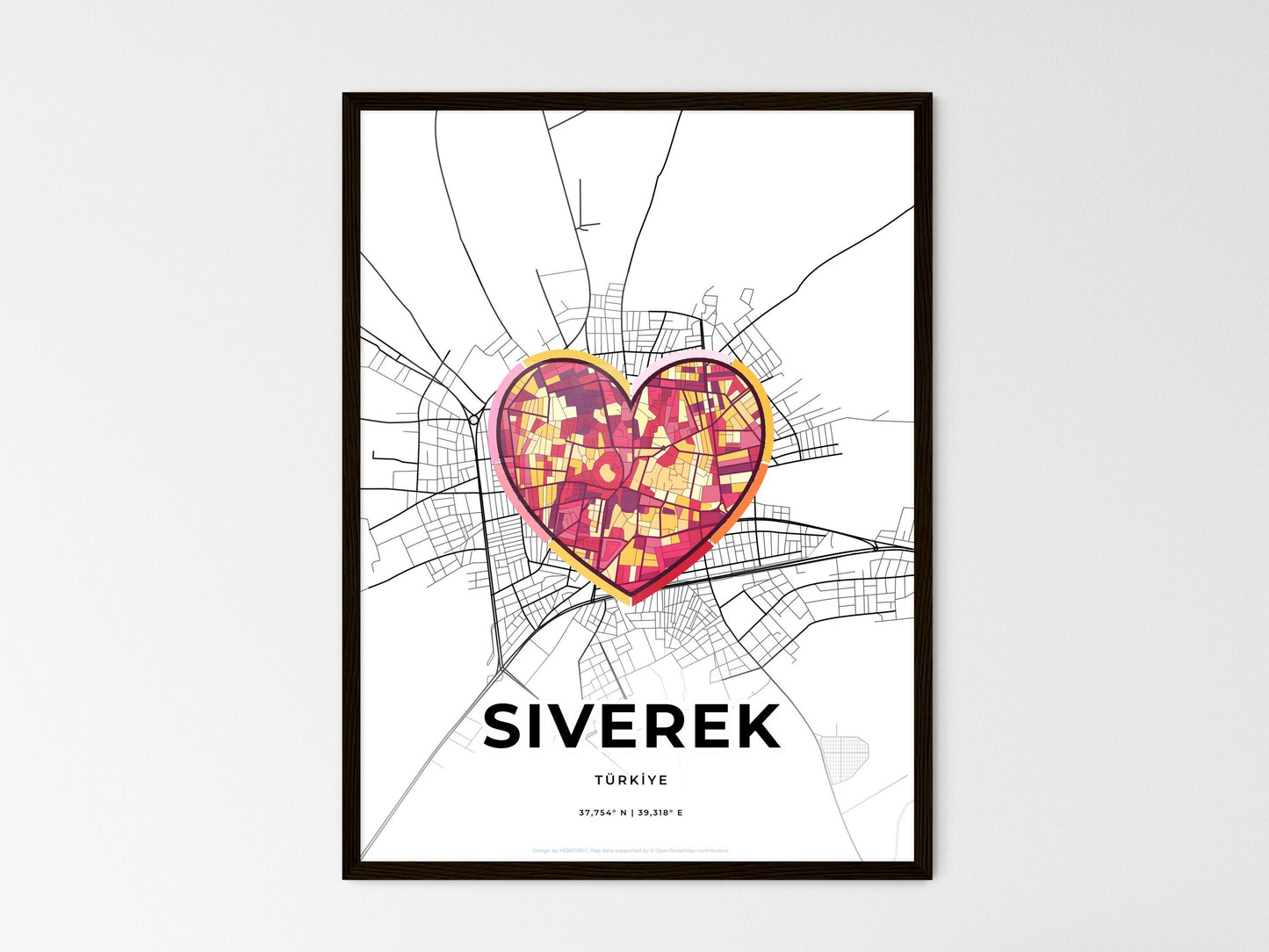 Siverek Turkey wedding art map with heart icon
