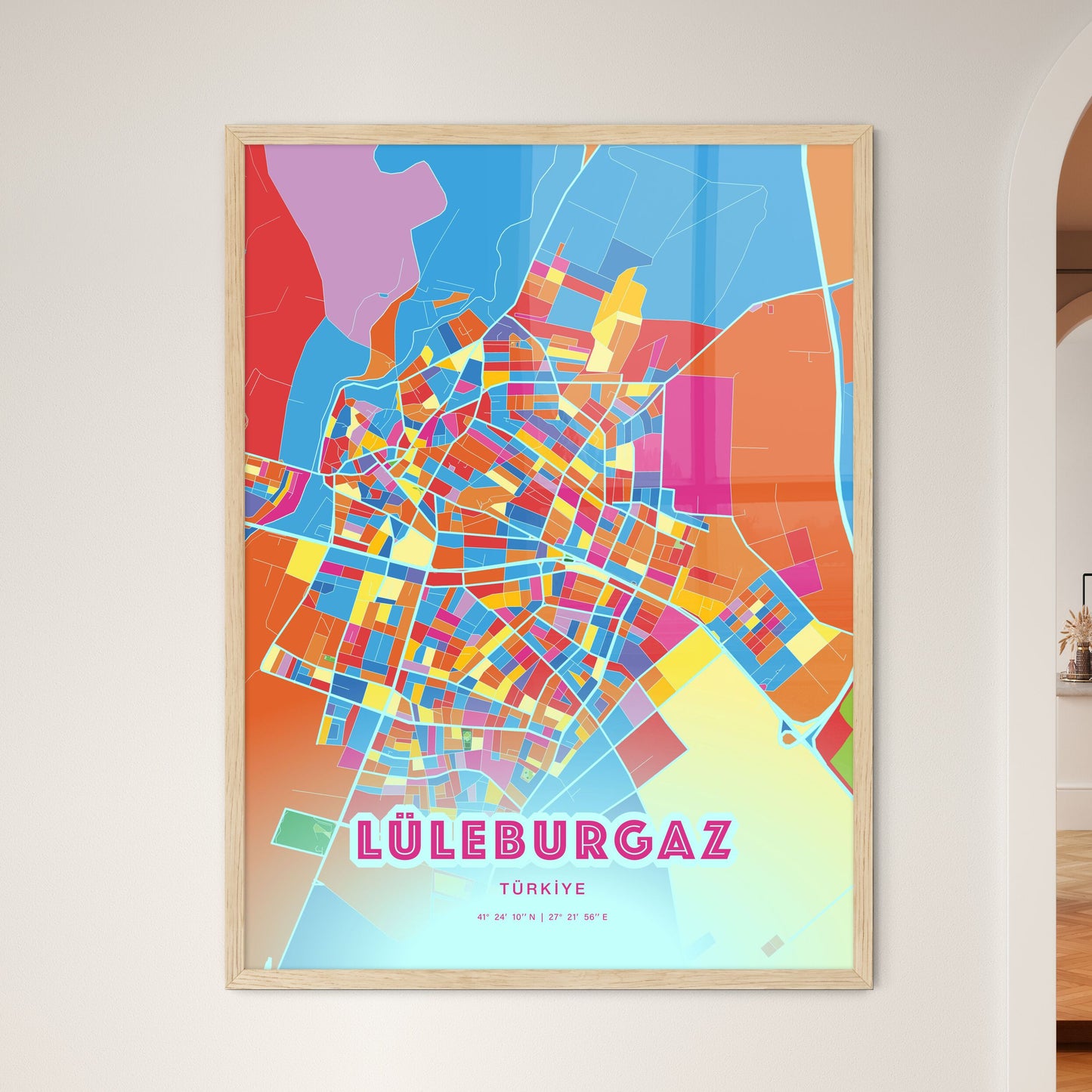 Colorful LÜLEBURGAZ TURKEY Fine Art Map Crazy Colors
