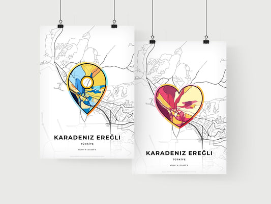 Karadeniz Ereğli Turkey art print for couples