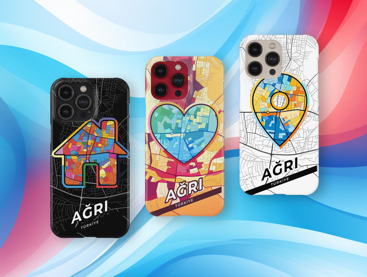 Ağrı Turkey slim phone case with colorful icon. Birthday, wedding or housewarming gift. Couple match cases.