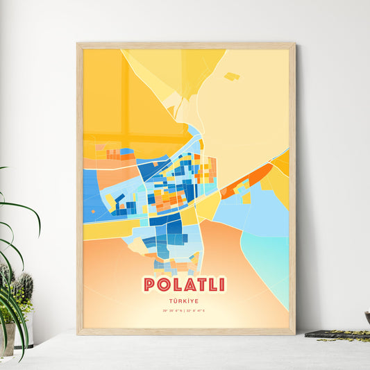 Colorful POLATLI TURKEY Fine Art Map Blue Orange