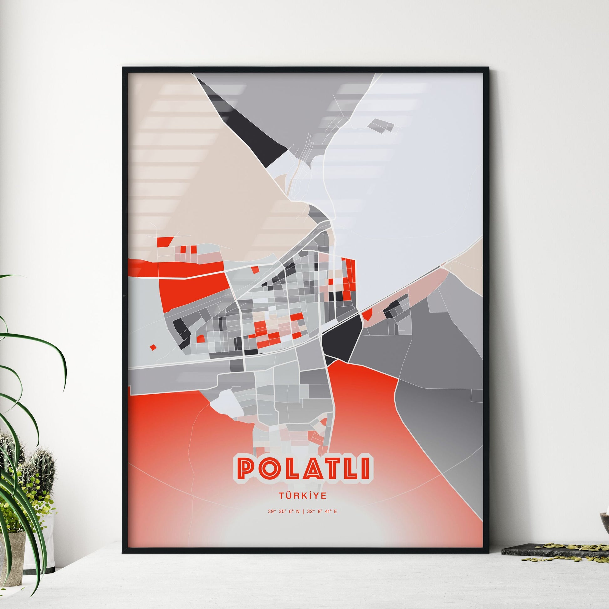 Colorful POLATLI TURKEY Fine Art Map Modern