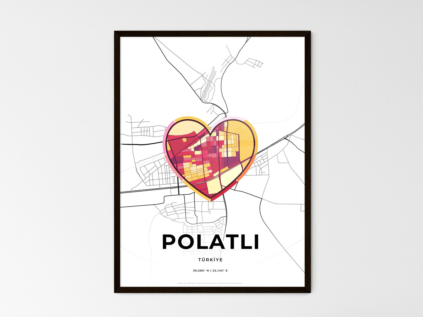 Polatli Turkey wedding art map with heart icon