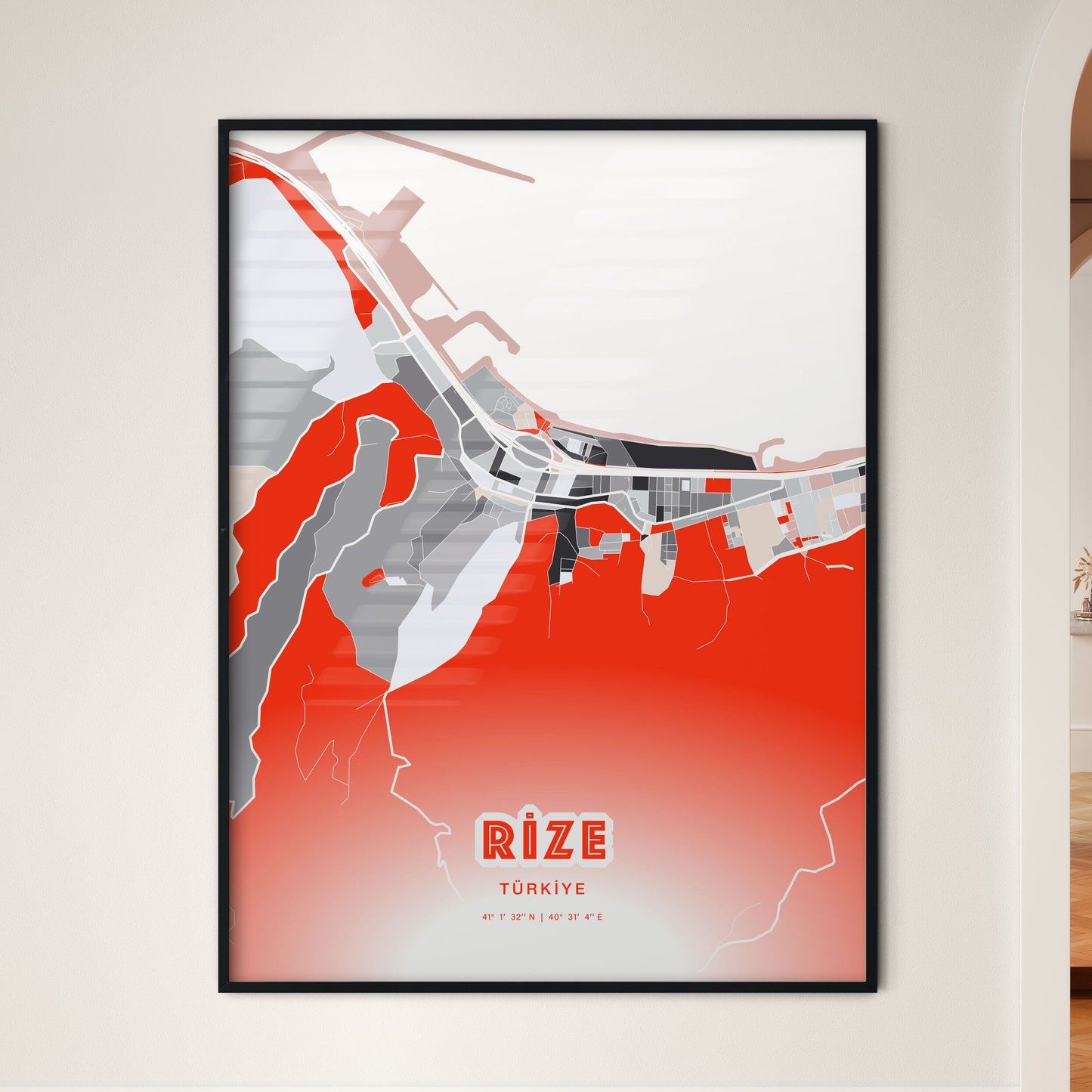 Colorful RIZE TURKEY Fine Art Map Modern