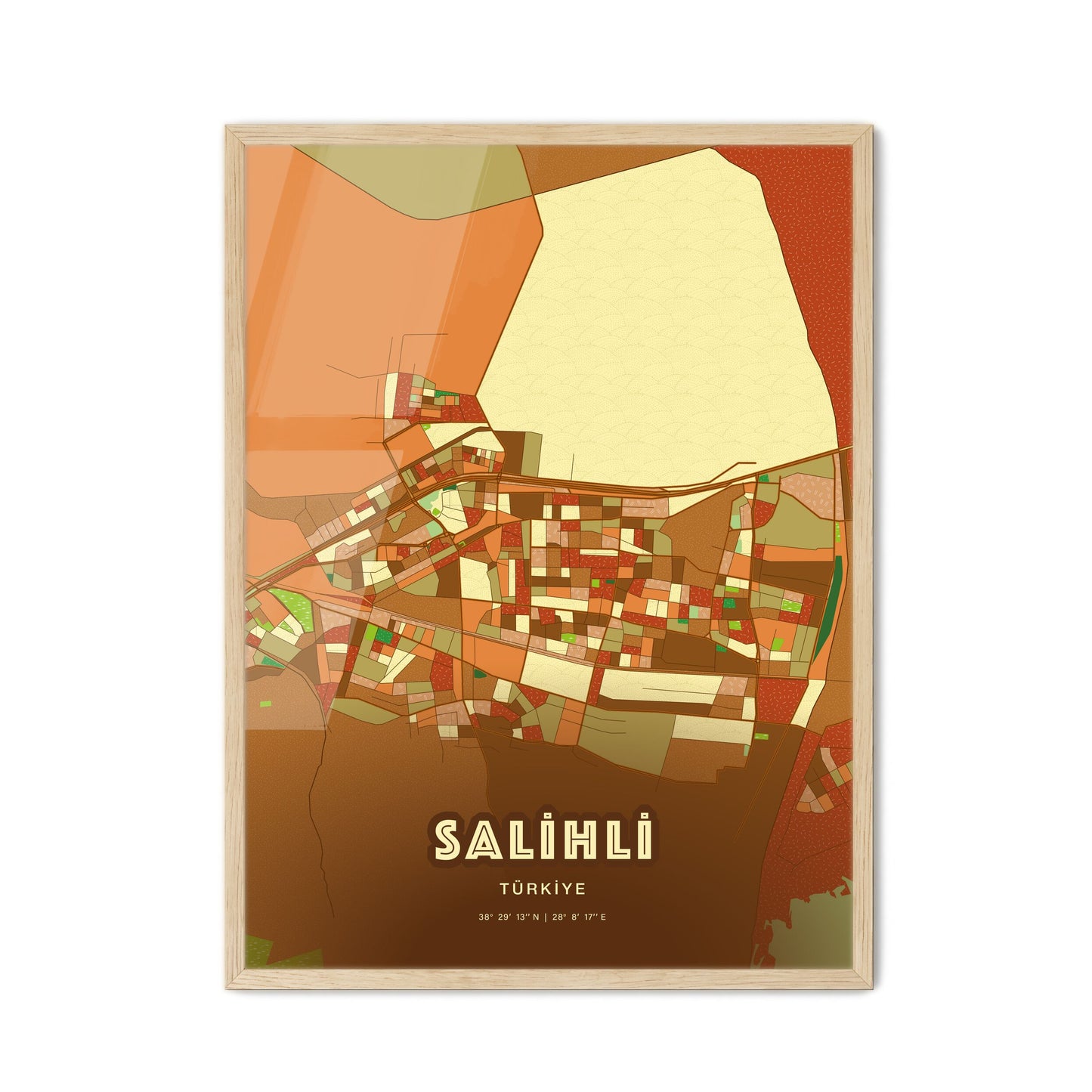 Colorful SALIHLI TURKEY Fine Art Map Farmhouse