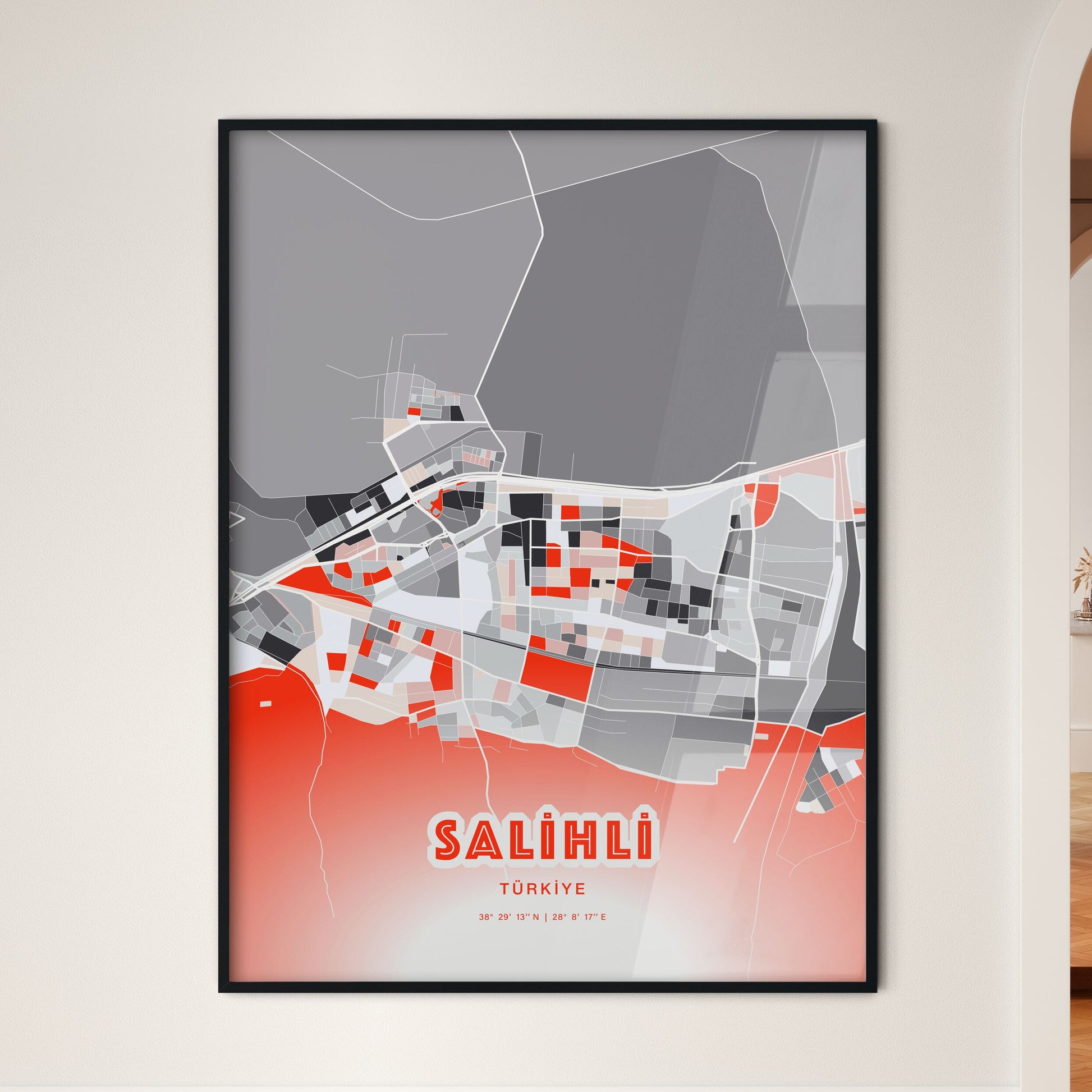 Colorful SALIHLI TURKEY Fine Art Map Modern