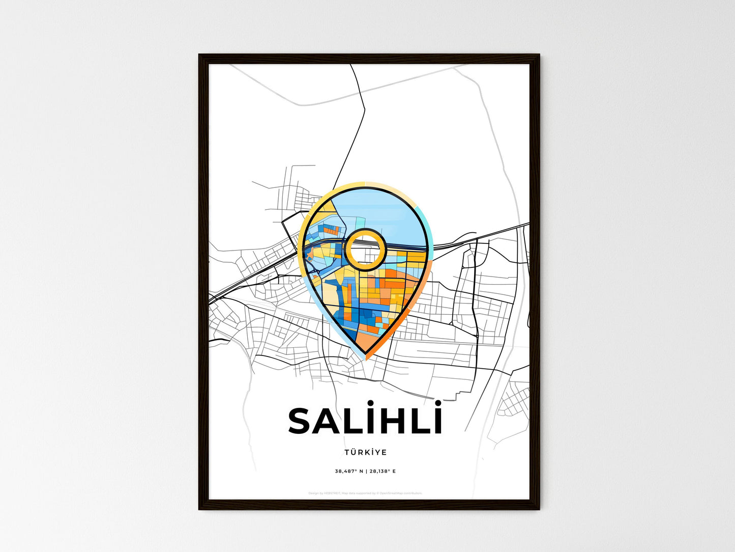 Salihli Turkey wedding art map with pointer icon