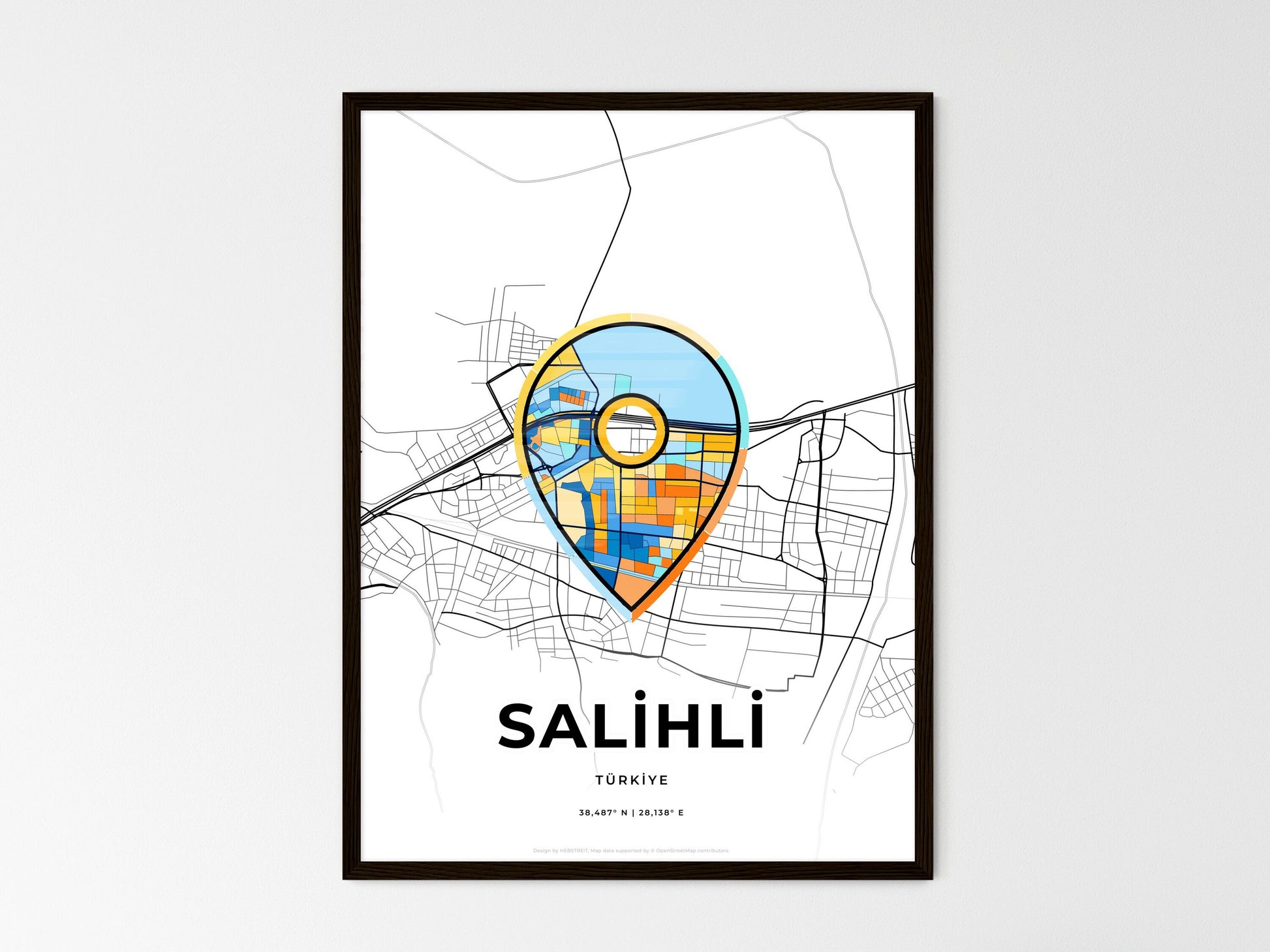 Salihli Turkey wedding art map with pointer icon