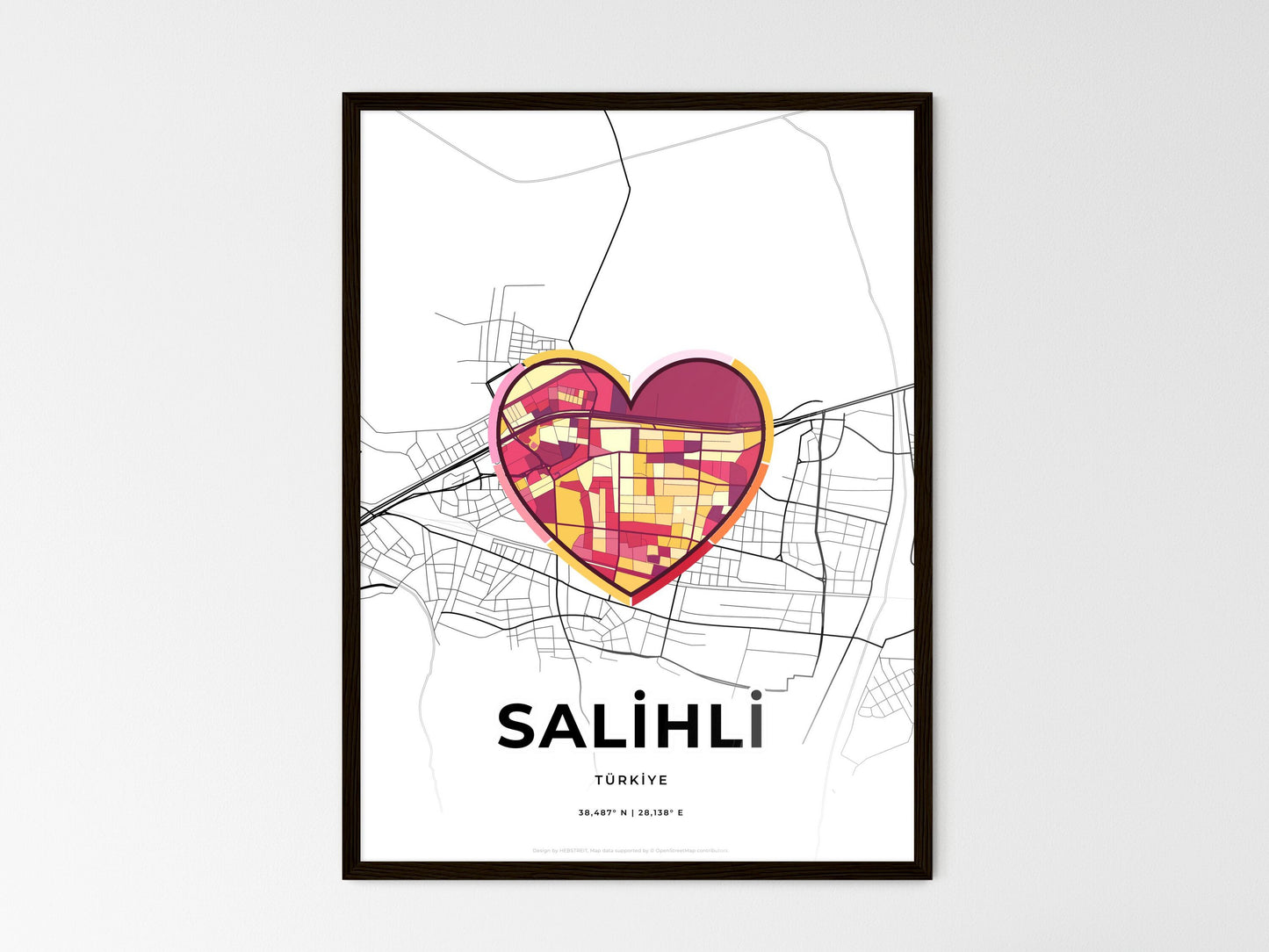 Salihli Turkey wedding art map with heart icon