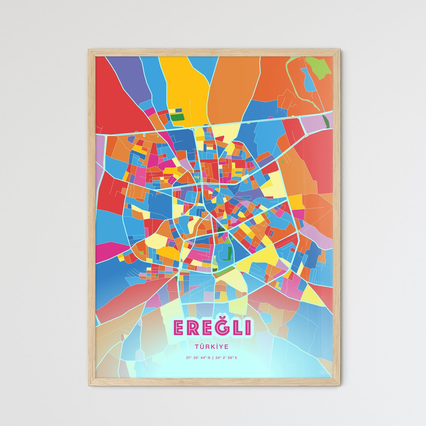 Colorful EREĞLI TURKEY Fine Art Map Crazy Colors