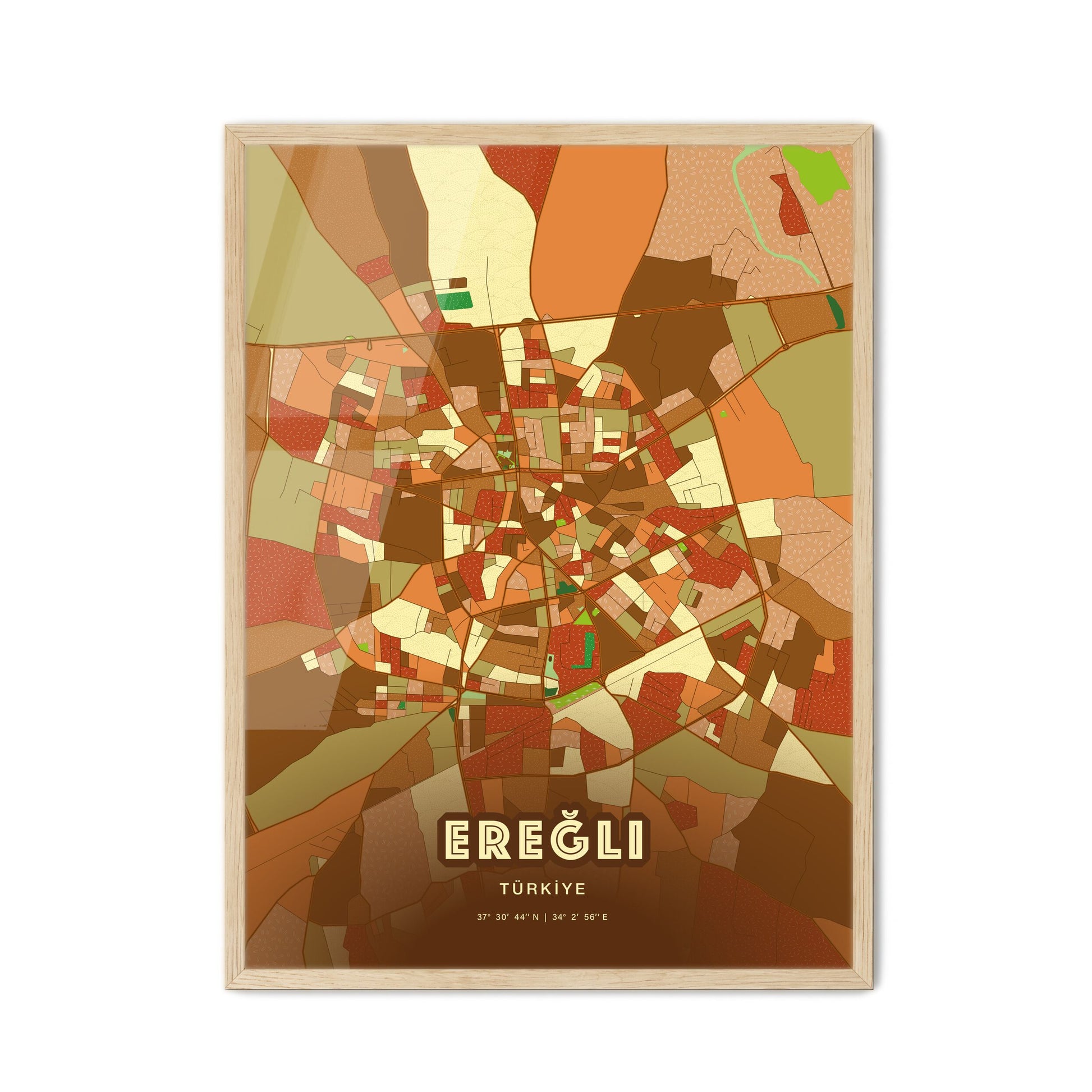 Colorful EREĞLI TURKEY Fine Art Map Farmhouse