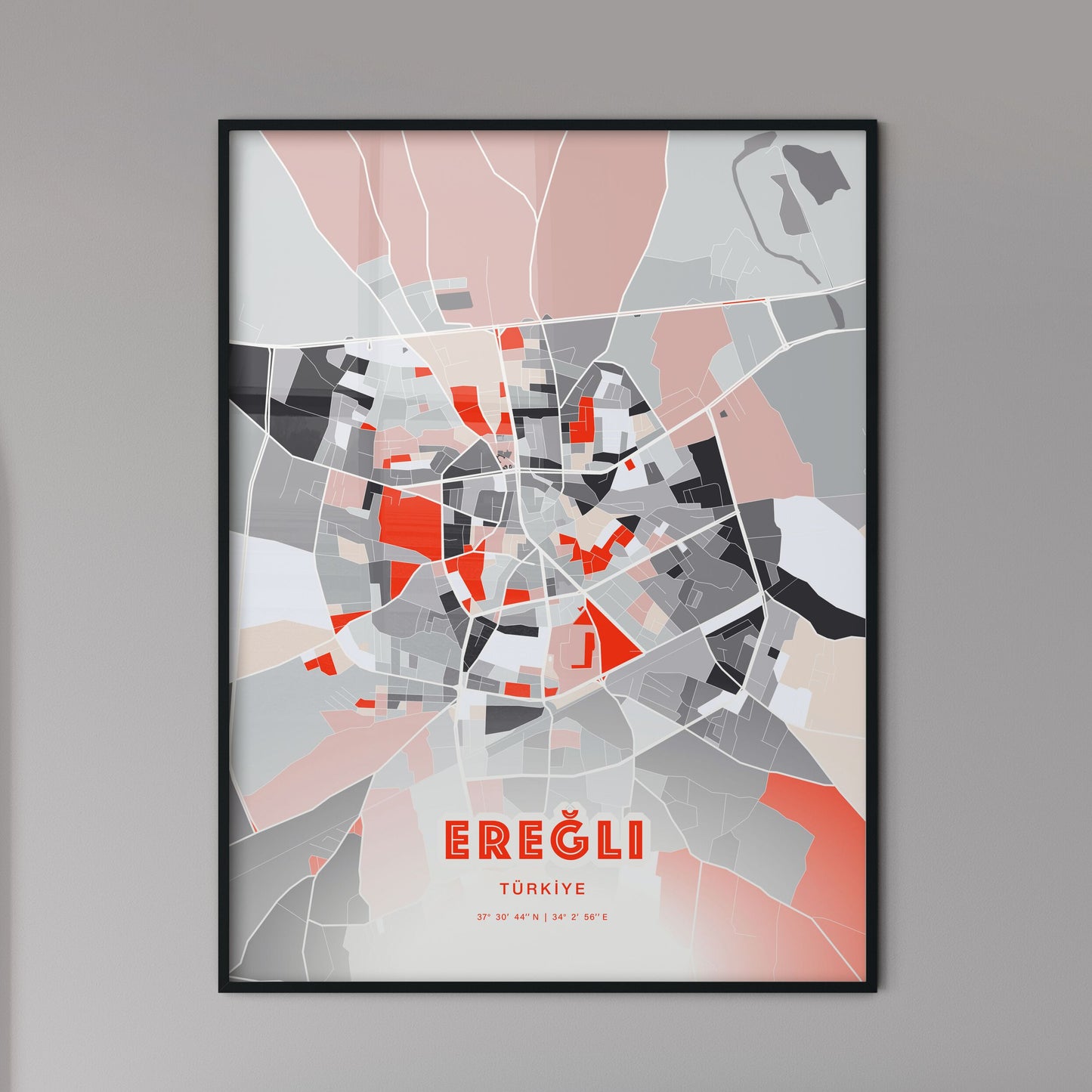 Colorful EREĞLI TURKEY Fine Art Map Modern