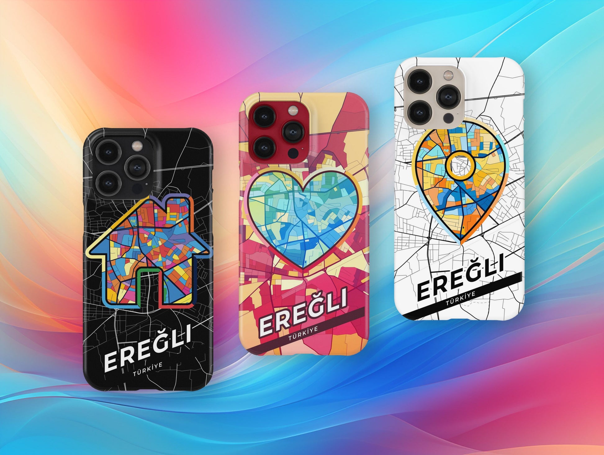 Ereğli Turkey slim phone case with colorful icon. Birthday, wedding or housewarming gift. Couple match cases.