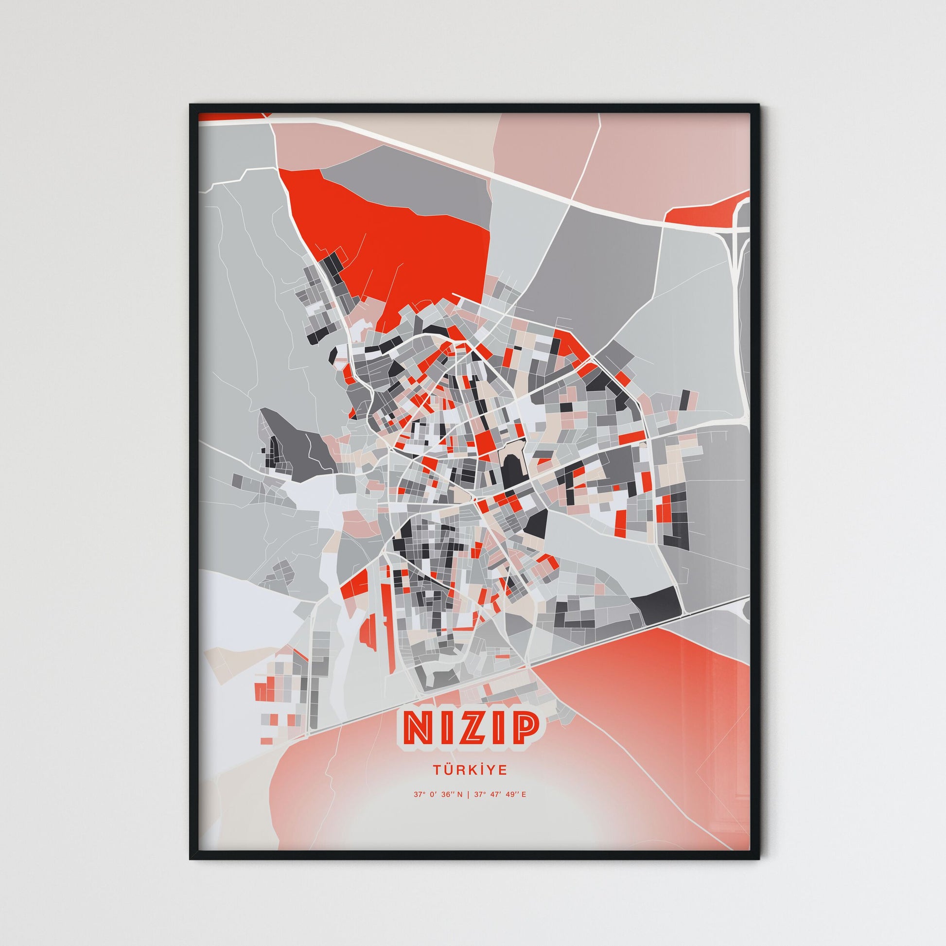 Colorful NIZIP TURKEY Fine Art Map Modern