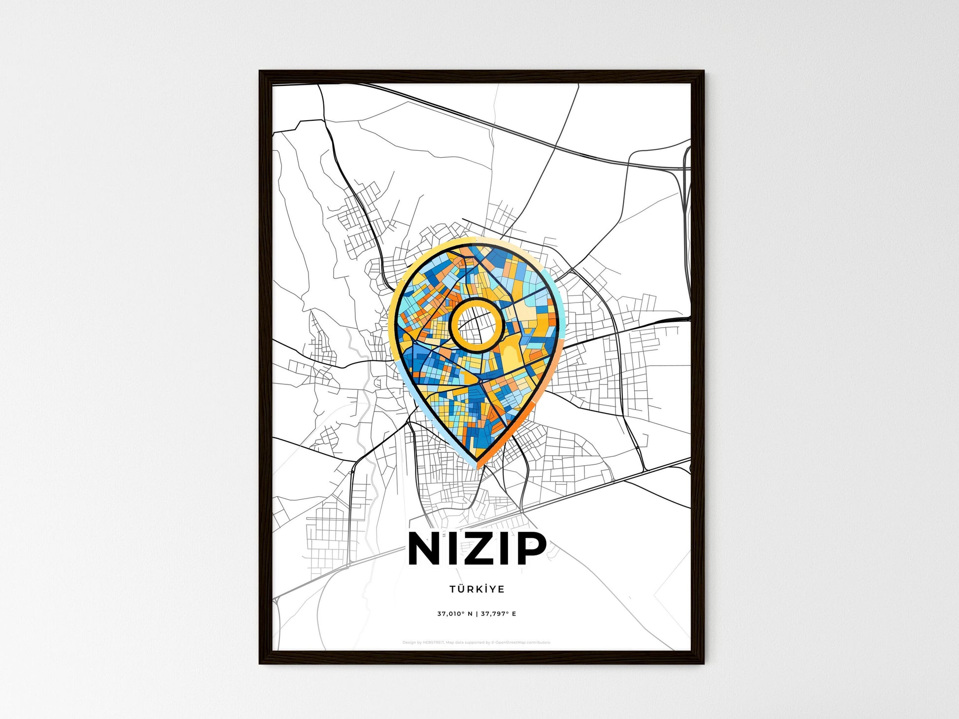 Nizip Turkey wedding art map with pointer icon