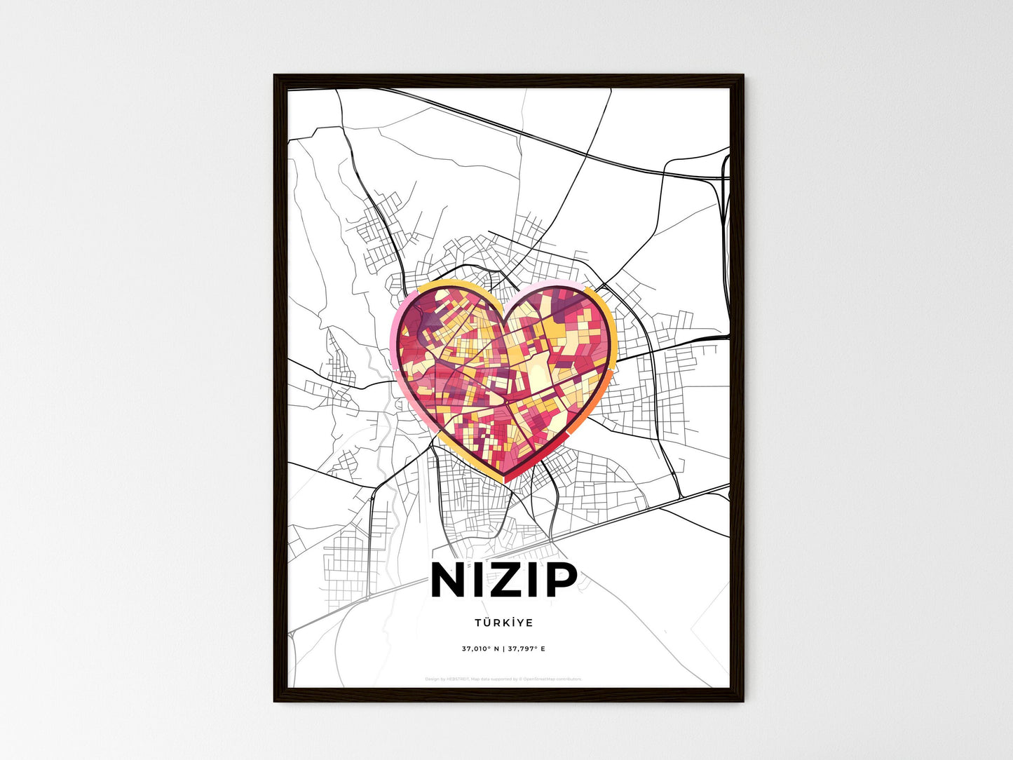 Nizip Turkey wedding art map with heart icon