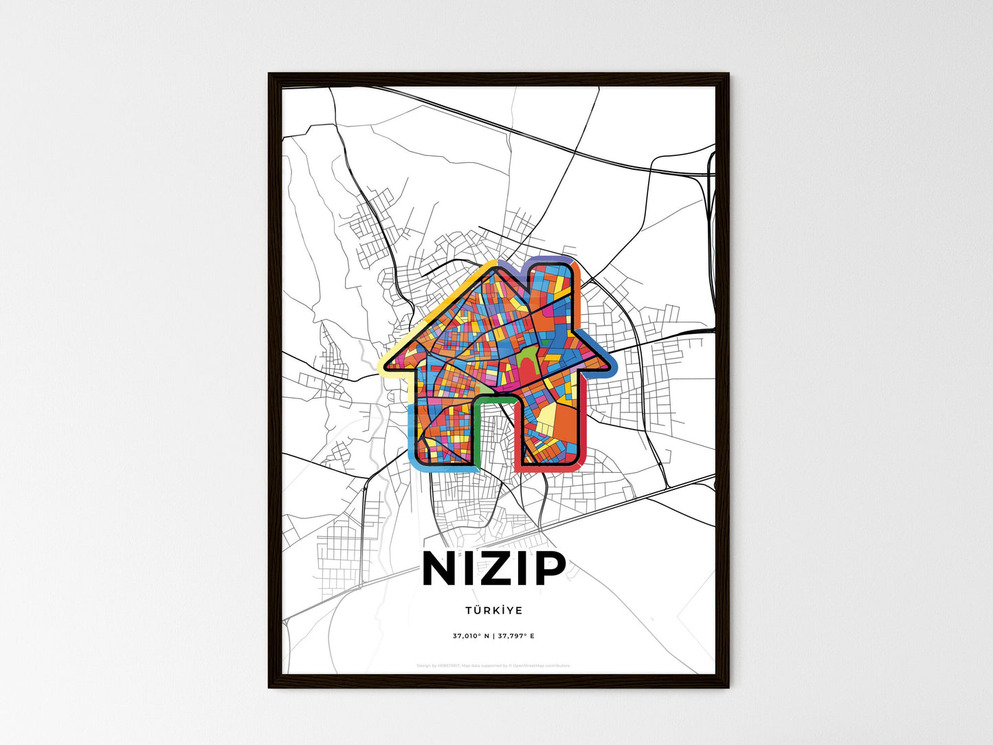 Nizip Turkey wedding art map with home icon