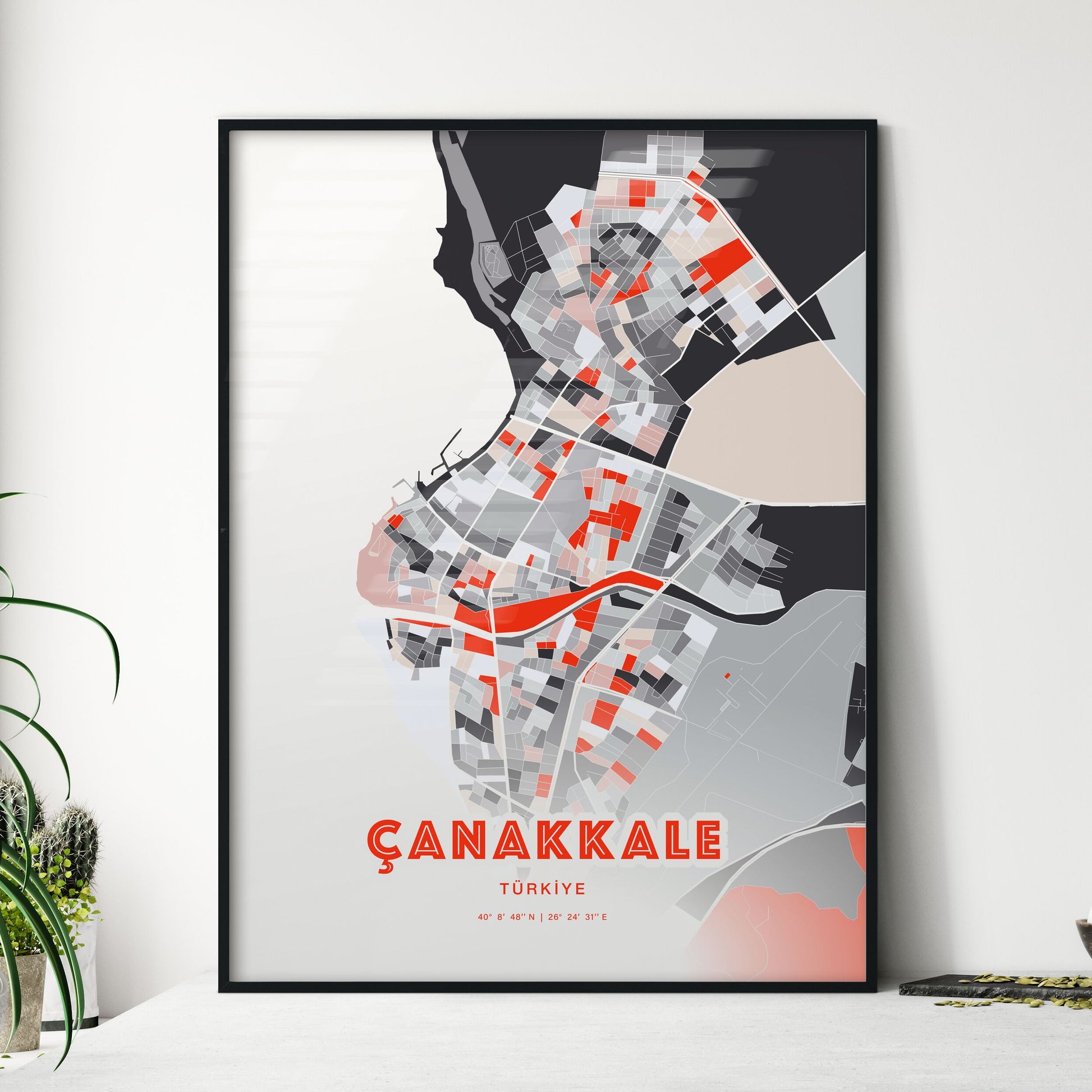 Colorful ÇANAKKALE TURKEY Fine Art Map Modern