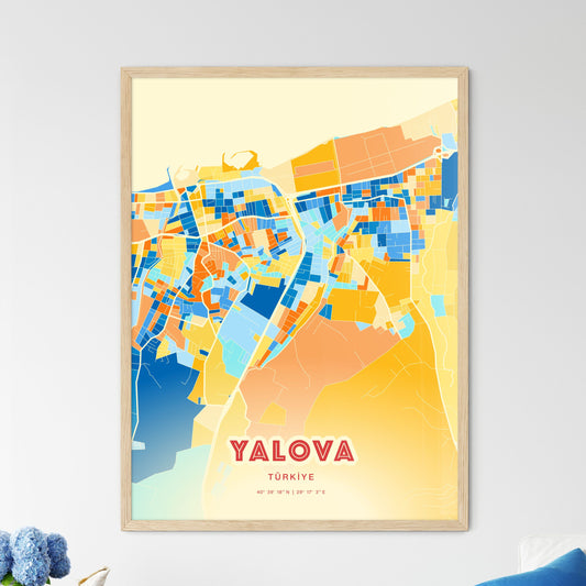 Colorful YALOVA TURKEY Fine Art Map Blue Orange