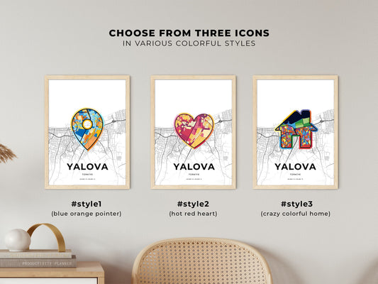 Yalova Turkey maps with colorful icons