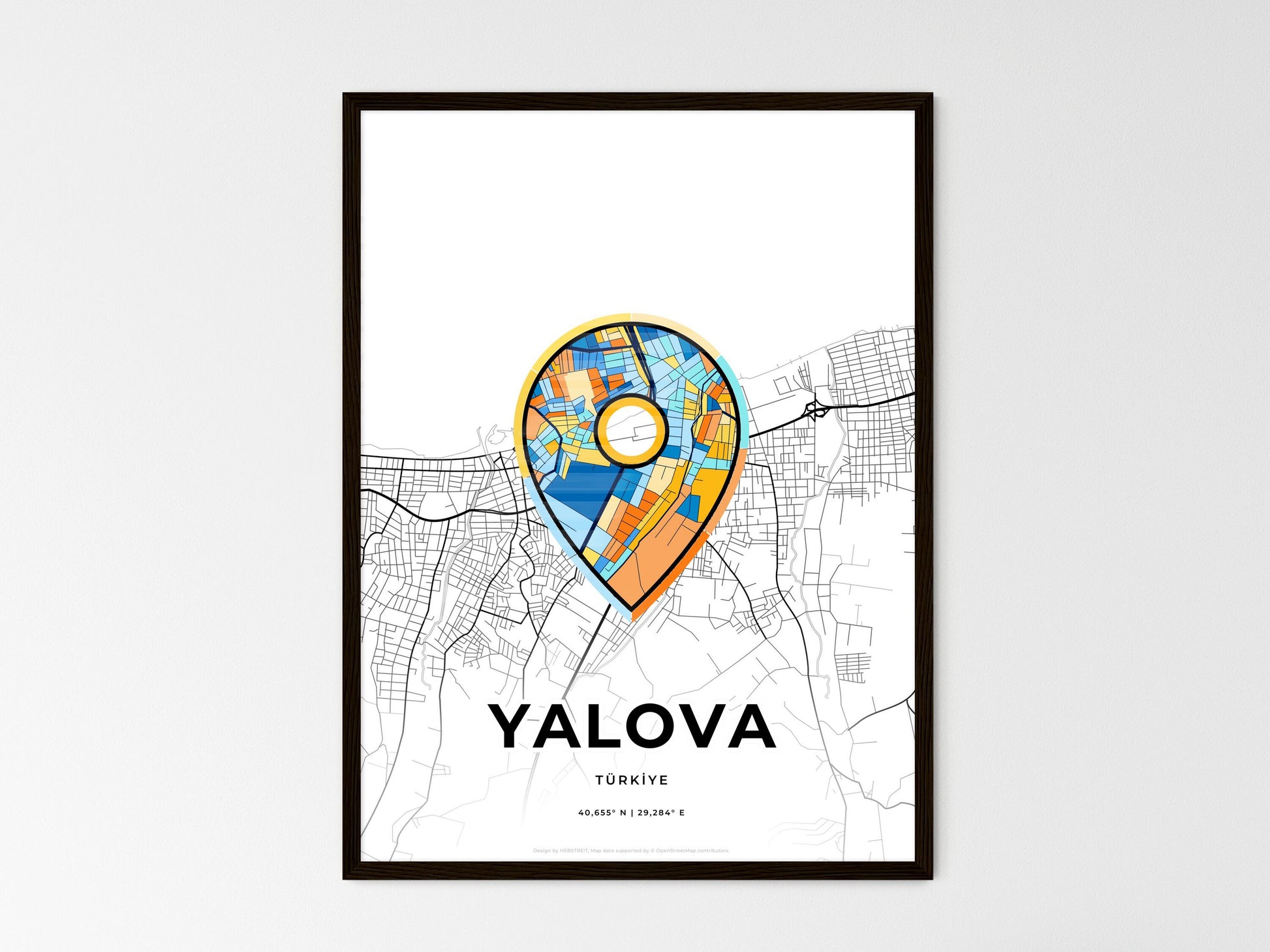 Yalova Turkey wedding art map with pointer icon