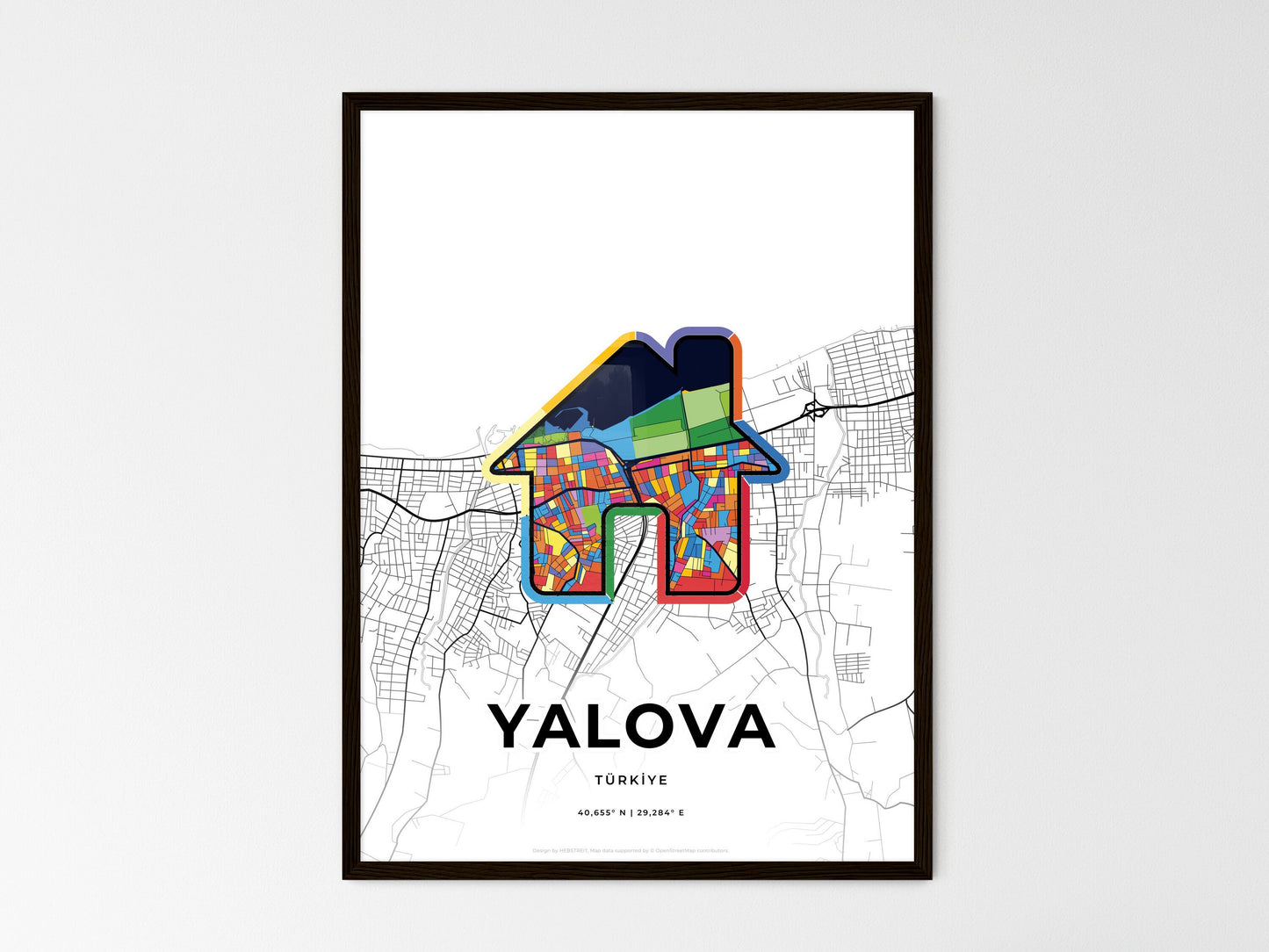 Yalova Turkey wedding art map with home icon