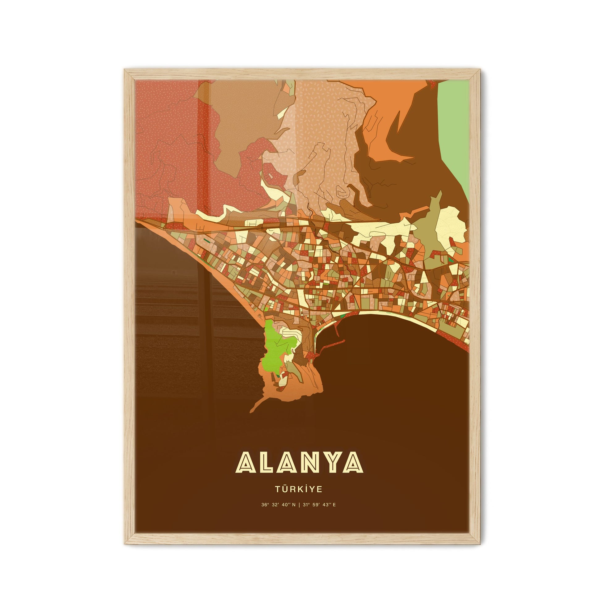 Colorful ALANYA TURKEY Fine Art Map Farmhouse