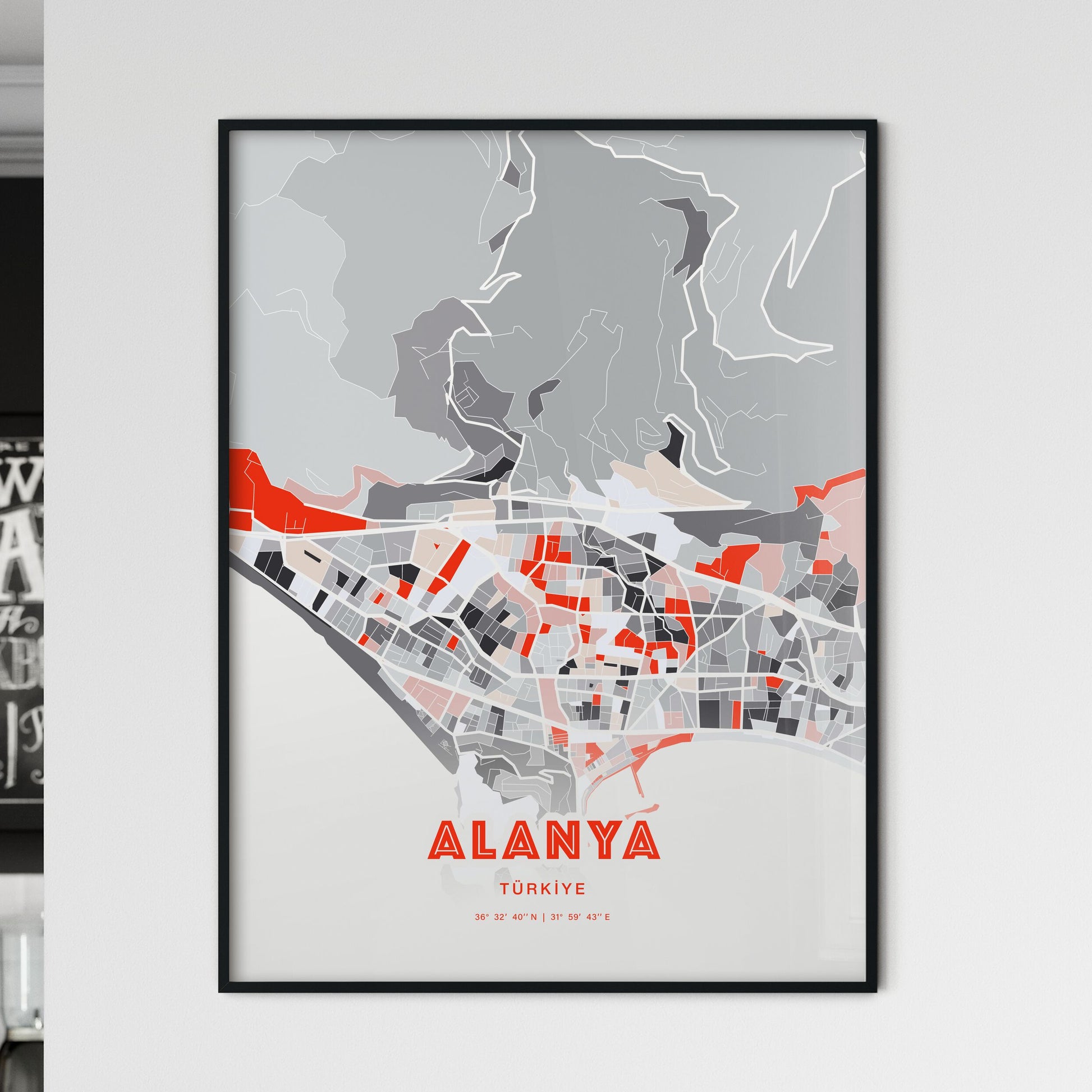 Colorful ALANYA TURKEY Fine Art Map Modern