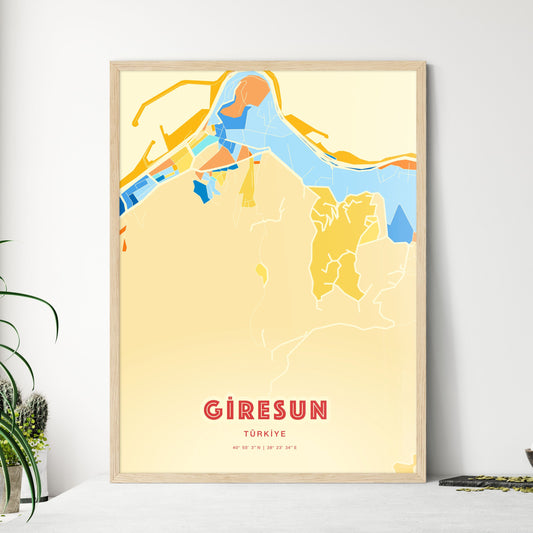 Colorful GIRESUN TURKEY Fine Art Map Blue Orange