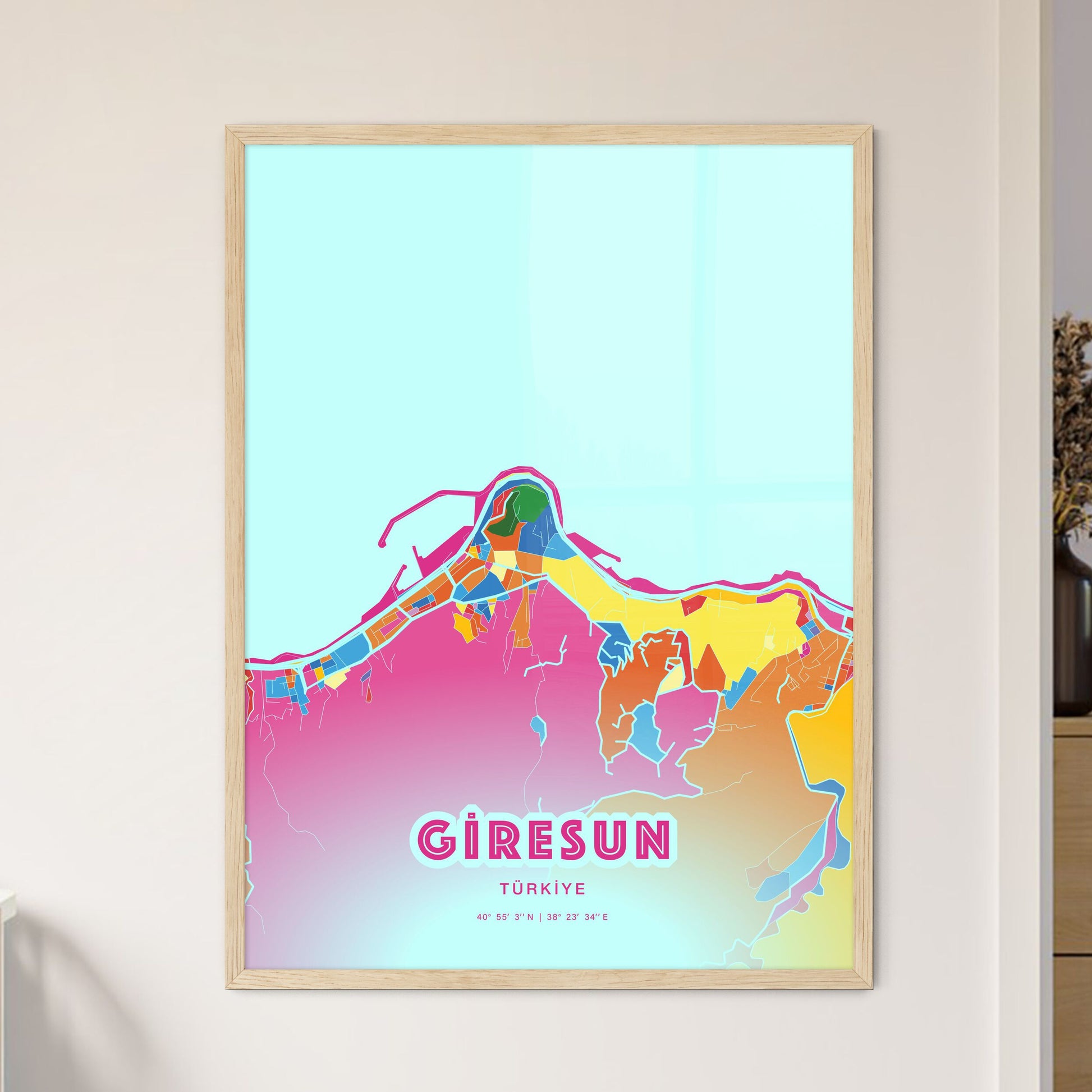 Colorful GIRESUN TURKEY Fine Art Map Crazy Colors