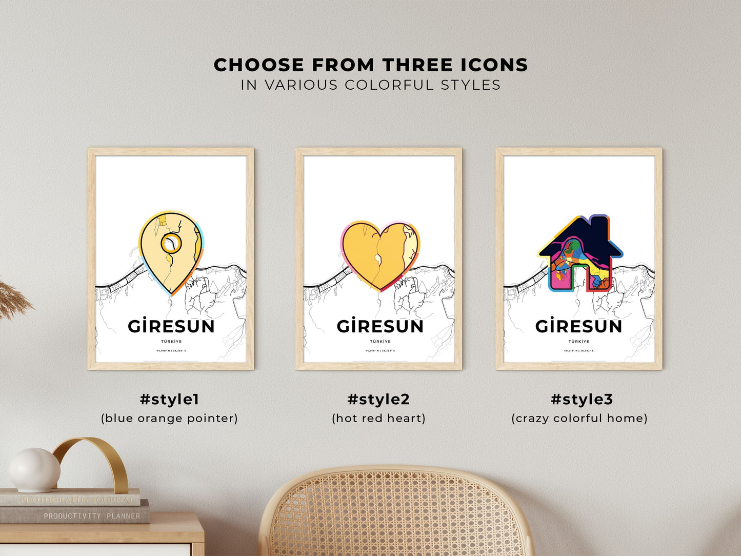 Giresun Turkey maps with colorful icons