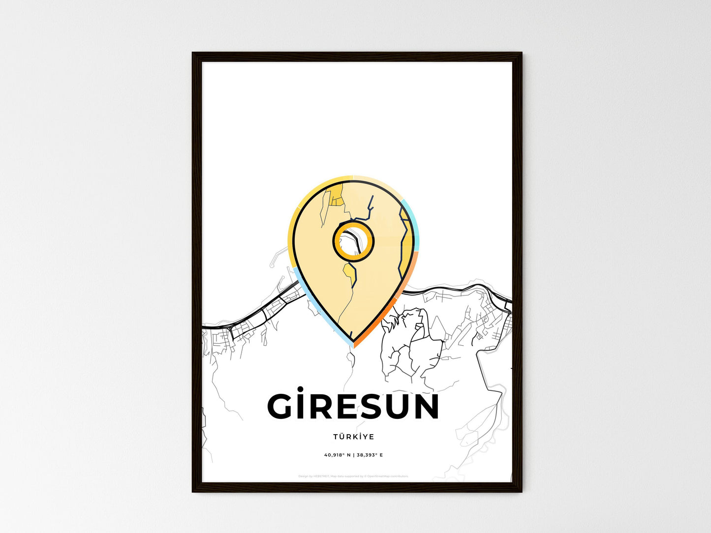 Giresun Turkey wedding art map with pointer icon