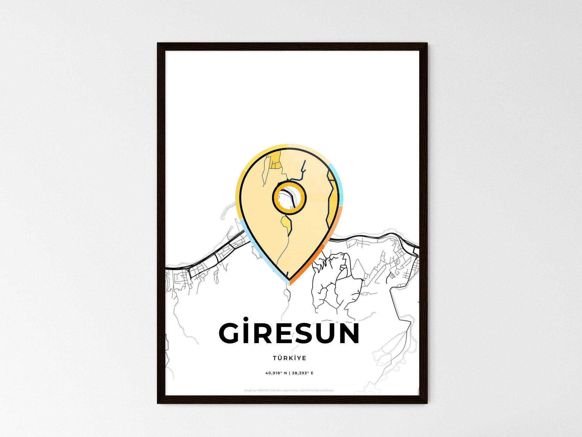 Giresun Turkey wedding art map with pointer icon